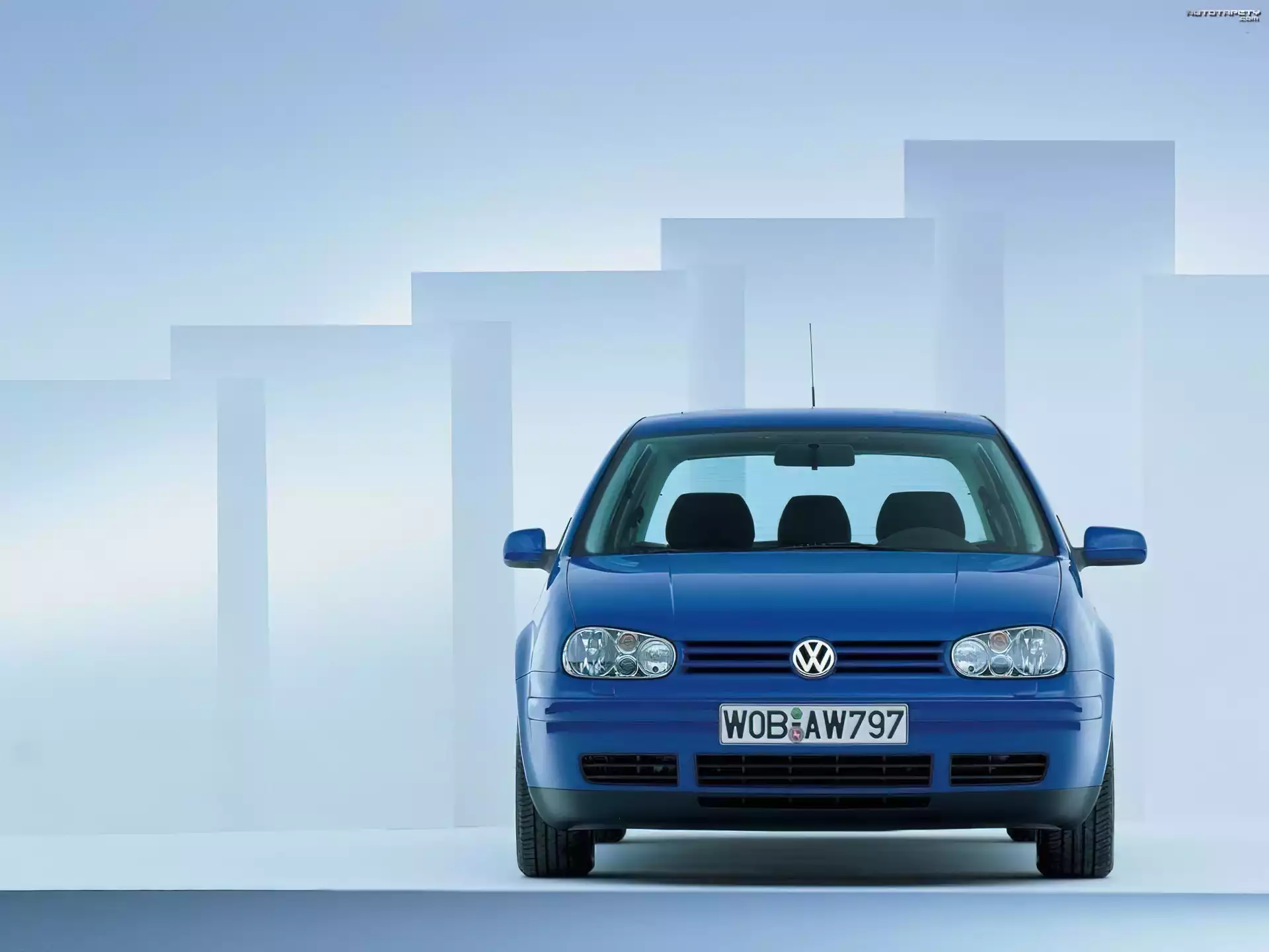Auto Volkswagen Golf 4, Niebieski, Przód, Lampy Tapeta